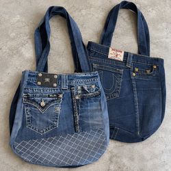 REP-016 Upcycled Miss Me True Religion Tote Handba..