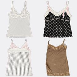 Y2k Relexing Lace Trim and Satin Camisoles