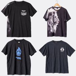 1006 Black Graphic Animal Printed T-Shirts