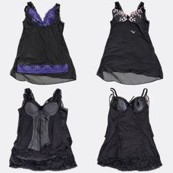Y2k Slip Dresses in Black Lace and Mesh