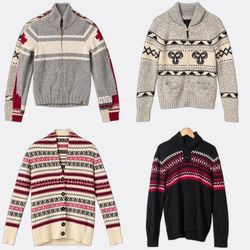 1178 Patterned Zip Up and Button Knitwear Sweaters