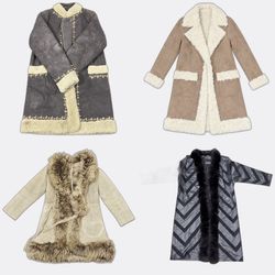 Manteaux en afghan et à garniture en shearling