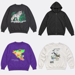 Vintage Graphic Print Crewneck Sweatshirts and Hoo..