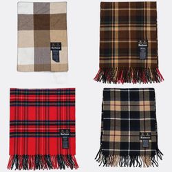 Barbour Plaid Fringed Scarves