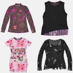 Women's Printed Mesh Blouses