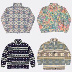 Patterned Vintage Pattern Fleece Jackets