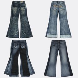 Vintage Y2K Embroidered Flared Denim Jeans