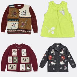 Embroidered Novelty Holiday Cardigans