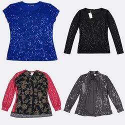 Sequin and Beaded Evening Blouses (BL-003)