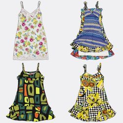 Vintage Style Printed Slip Dresses-AV-158