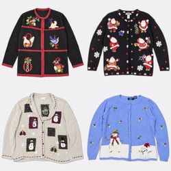 Bestickte festliche Weihnachts-Strickjacken