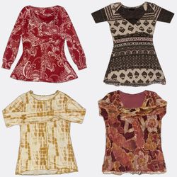 Printed Blouses with Short Sleeves