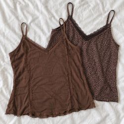 HK86 Women's Vintage Style Lace Trim Camisole Tops