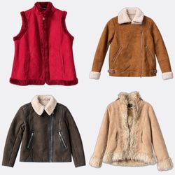 1115 Faux Fur Trim Suede Afghan Coats and Jackets