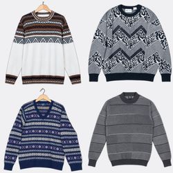 Vintage Patterned Knit Sweaters and Waistcoat (FNC..