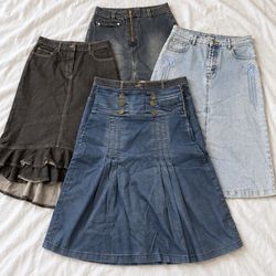 Y2K Damen Jeans-Midirock RW-2727
