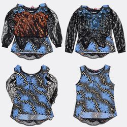 Women's Sequined and Printed Embellished Tops-AV-1..