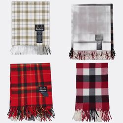 Barbour Plaid Fringe Scarves