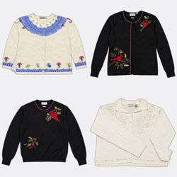 Embroidered Novelty Christmas Cardigan Sweaters