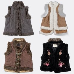 Suede Waistcoats with Faux Fur Trim