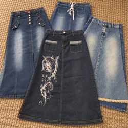 Y2K Denim Maxi Skirts RW-2705