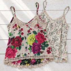 Printed Lace Trim Camisoles