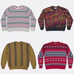 Patterned Knit Round Neck Sweaters