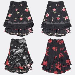 Y2k Floral Pattern Midi Skirts RE-3847