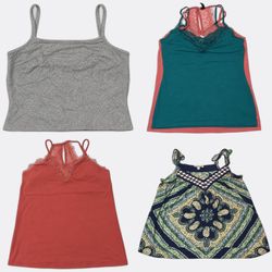 Lace Trim & Boho Print Cami Tops Y2K Edit | VR-436