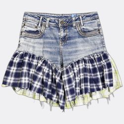 REP045 Upcycled Y2k Denim Ruffle Shorts