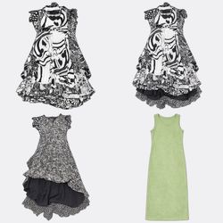 REP011 Robe maxi imprimée noire et blanche pour fe..