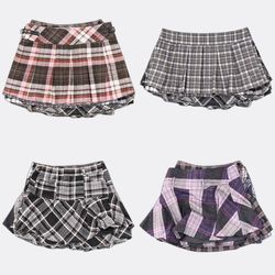 Y2K Plaid Pleated Mini Skirts Selection RE-3927