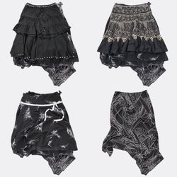 Y2k Black Patterned Maxi Skirts B2F-391