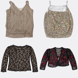 Tops pour femmes en sequins et dentelle