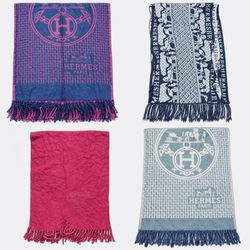 Hermes Fringed Muffler Scarves