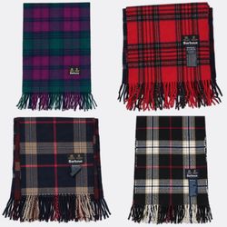 Barbour Plaid Fringed Scarves