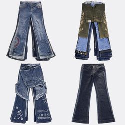 Jeans in denim a zampa d'elefante e a gamba bootcu..