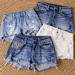 Miss Me Rock Revival Denim Shorts RV # 3007