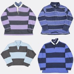 Camisas de rúgbi listradas de manga comprida