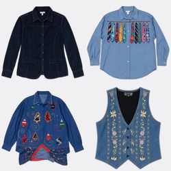 Vintage Novelty Embroidered Denim Shirts