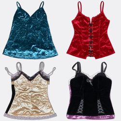 Velvet Lace Trim Camisoles