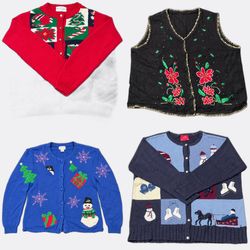 Lot de pulls de Noël vintage en gros | Lot de 10 c..