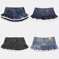 REP028 Minissaias micro em denim reciclado estilo ..
