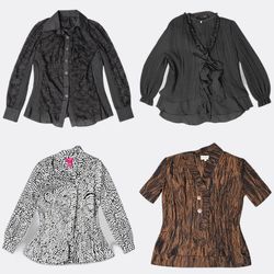 Y2K Women's Patterned and Ruffled Blouses