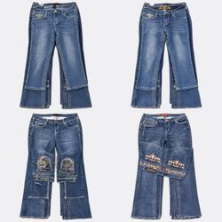 Y2k Embellished Bootcut Blue Denim Jeans
