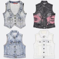 Y2k Denim Vests in Various Washes RE-3837