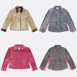 Yv1245 Suede Button Up Jackets