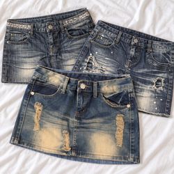 Y2K Unique Denim Mini Skirts RW-2740