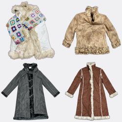 Faux Suede Fur Trim Afghan Coats