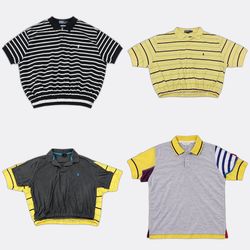 CR13211 upcycle Polo Crops Tops
